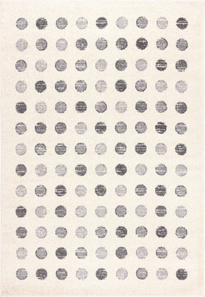 Geometric Polka Dot Area Rug – Ivory & Black