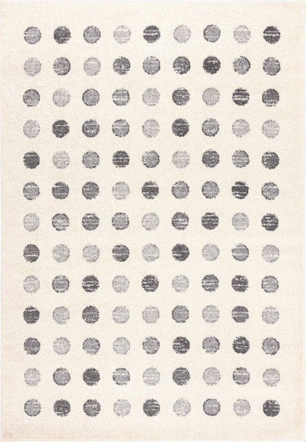 Geometric Polka Dot Area Rug – Ivory & Black