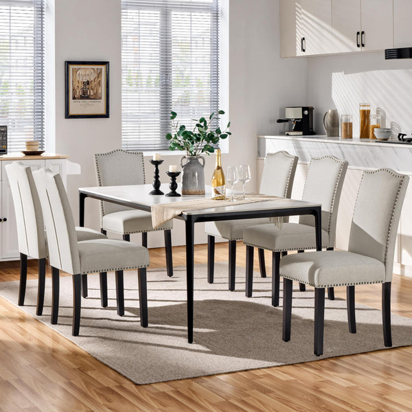 Fabric Dining Chairs with Solid Wood Legs