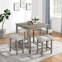 5-Piece Counter Height Dining Set with 4 Upholstered Bar Stools