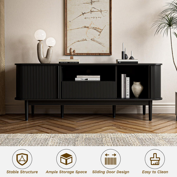 TV Stand with Sliding Doors & Storage
