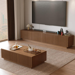 86.61" TV Stand & Lift-Top Coffee Table Set – Brown