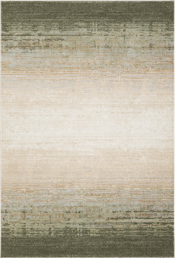 Green Ombre Beige Washable Area Rug