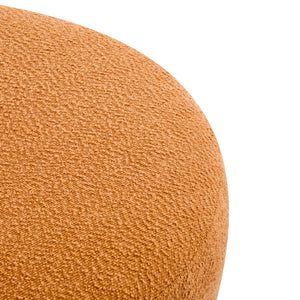 Round Boucle Ottoman with Wooden Legs