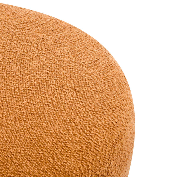 Round Boucle Ottoman with Wooden Legs