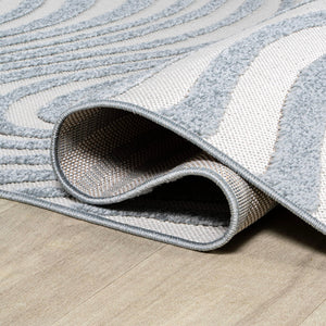 High-Low Abstract Striped Indoor Outdoor Area Rug 7'9" x 10'