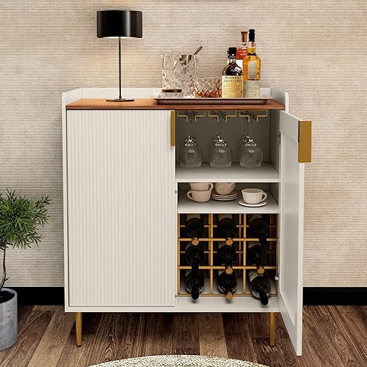 Bar Cabinet with Wine Rack & Stemware Holders