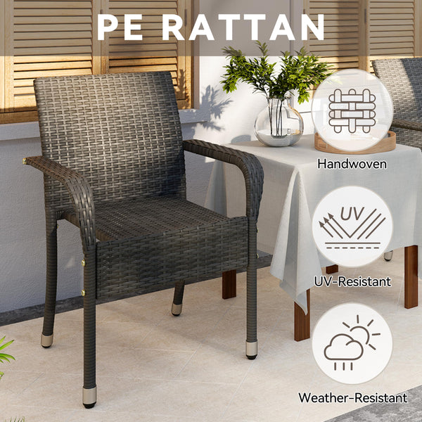 Stackable Outdoor Rattan Dining Chairs Set of 2