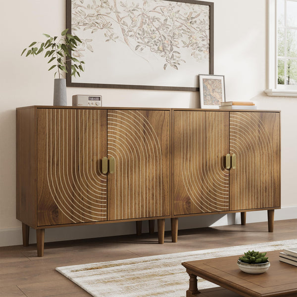 Walnut & Oak Sideboard Cabinet with Adjustable Shelf