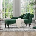 Mid-Century Velvet Chaise Lounge with Scrolled Backrest