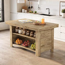55-Inch Farmhouse Kitchen Island with Storage Shelf