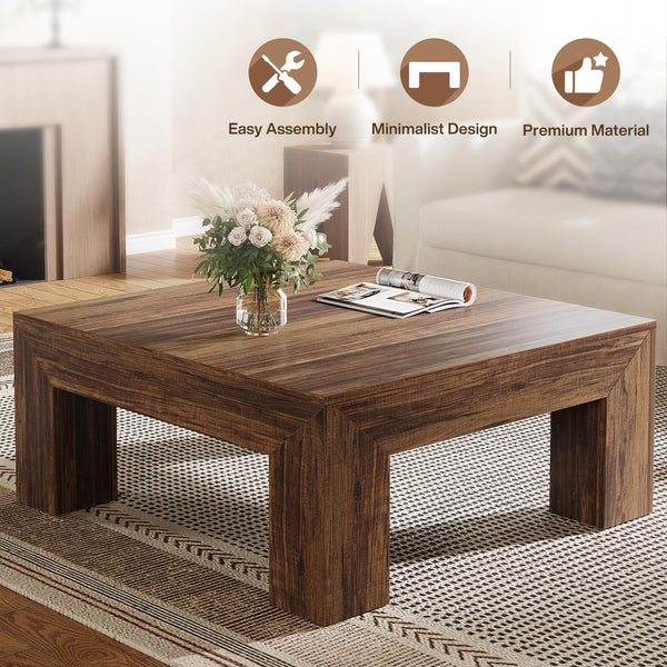 39.4-Inch Square Farmhouse Coffee Table