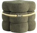 360° Swivel Flower Ottoman Linen Vanity Stool with Footrest