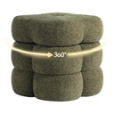 360° Swivel Flower Ottoman Linen Vanity Stool with Footrest