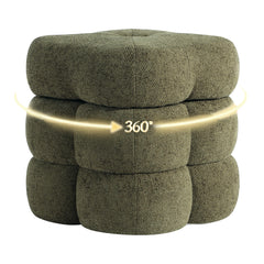 360° Swivel Flower Ottoman Linen Vanity Stool with Footrest