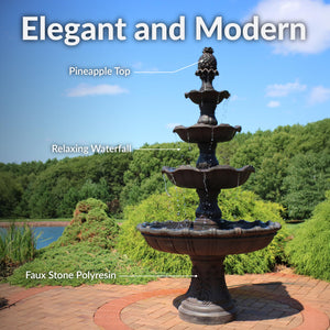 4-Tier Outdoor Water Fountain with Electric Pump