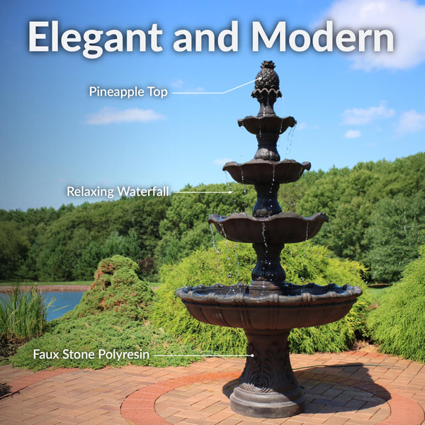 4-Tier Outdoor Water Fountain with Electric Pump