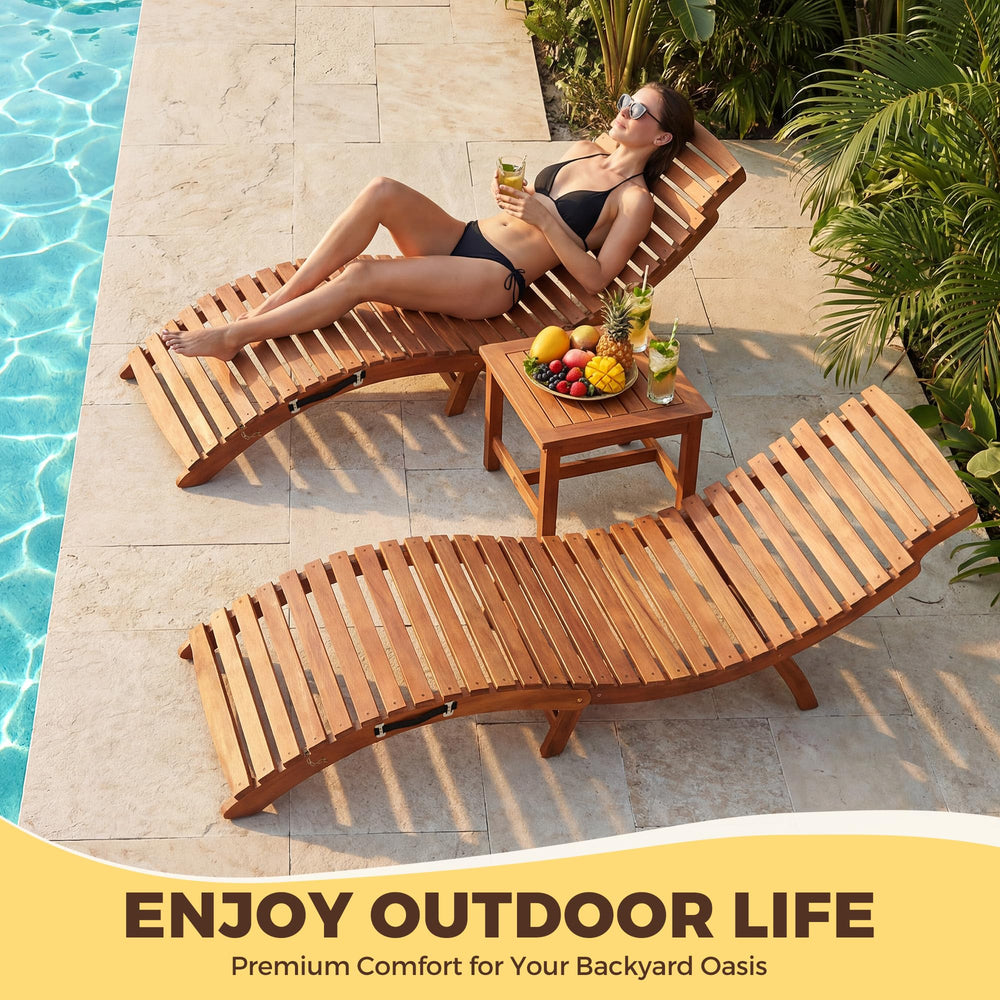 Folding Acacia Wood Chaise Lounge Chair – Outdoor Sun Lounger