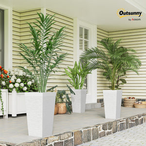 Tall Outdoor Planters Set of 3 with Wheels & Drainage