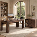 63" L-Shaped Office Desk with Drawers, Shelves & Rolling File Cabinet
