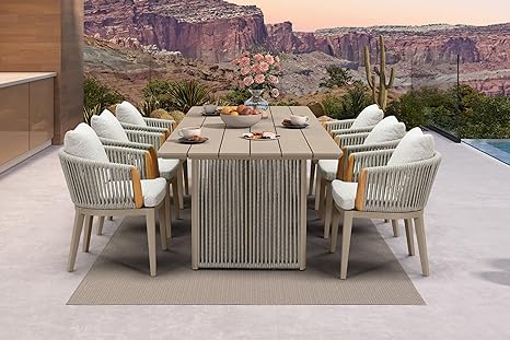 Outdoor Patio Dining Set with Olefin Cushions & Aluminum Frame
