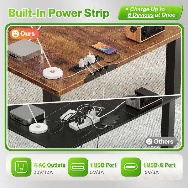 L-Shaped Electric Standing Desk with Power Outlets – 63 x 55 Inch Height Adjustable Corner Desk