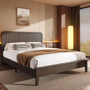 Queen Size Bed Frame with Fluted Headboard