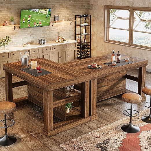 55-Inch Kitchen Island with Seating and Storage
