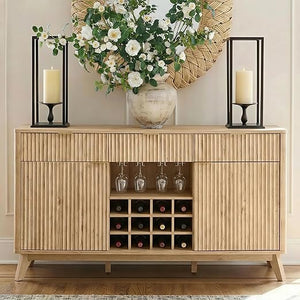 60" Fluted Wine Bar Cabinet & Buffet Sideboard with Storage