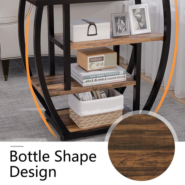 4-Tier Industrial End Table with Storage Shelves