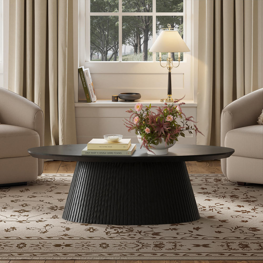 Oval Coffee Table with Fluted Design