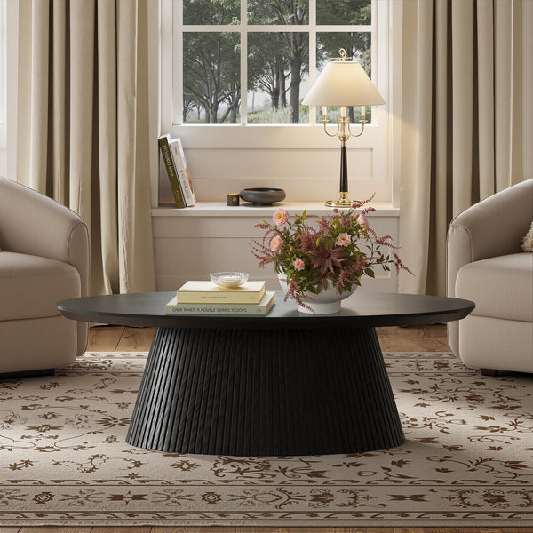 Oval Coffee Table with Fluted Design