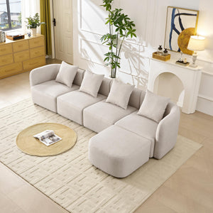 118" L-Shaped Modular Sectional Sofa with Ottoman
