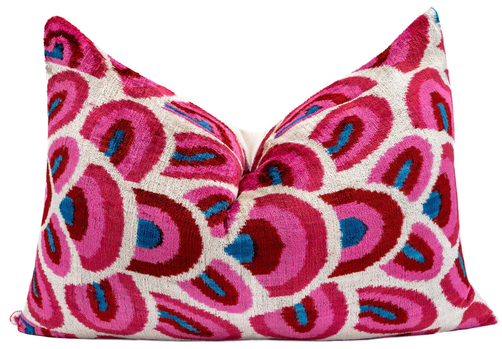 Velvet Throw Pillow with Down Feather Insert – 16x24 Geometric Swirl