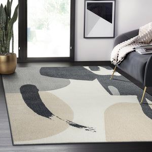 Modern Ivory & Grey Area Rug