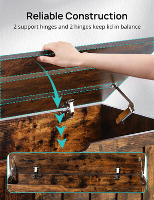 Wooden Storage Bench with Wheels & Safety Hinges