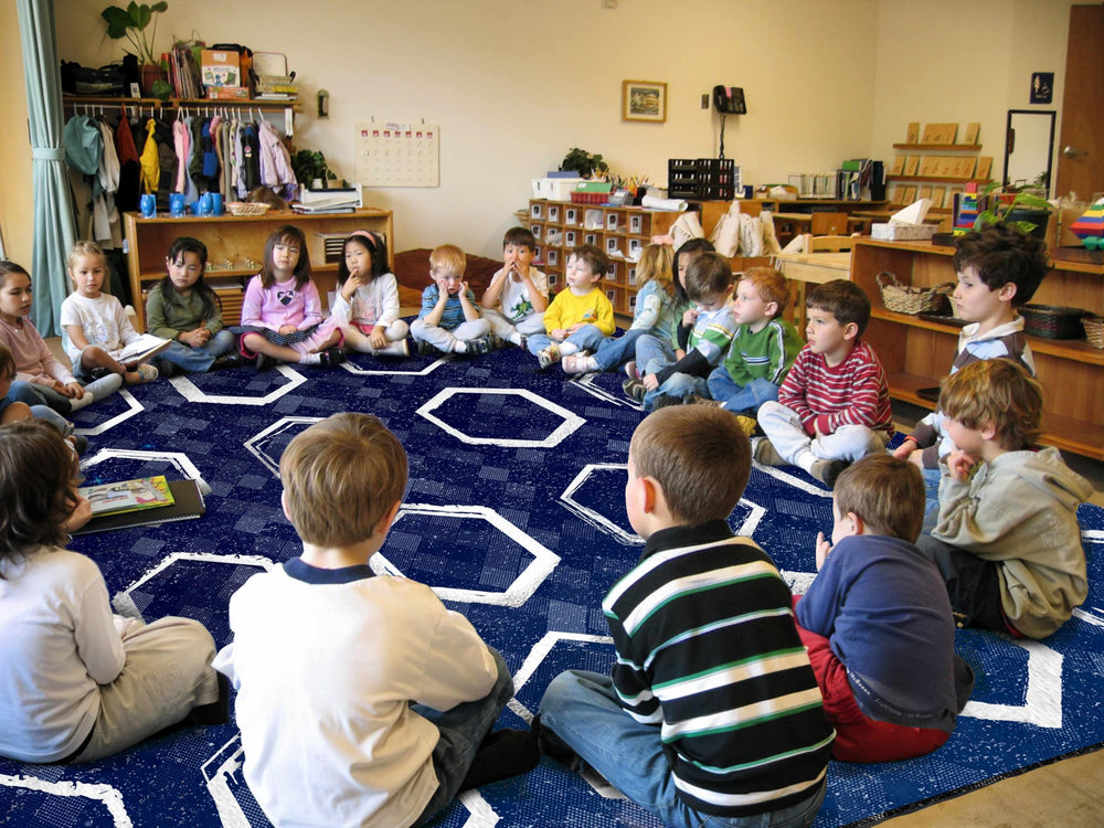 Large Classroom Rug for Kids — Blue, Multi-Size