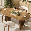 63-Inch Oval Farmhouse Dining Table with Metal Base