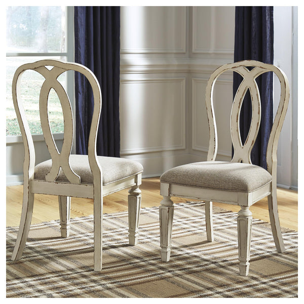 French Country Ribbon Back Dining Chairs — Set of 2, Chipped White