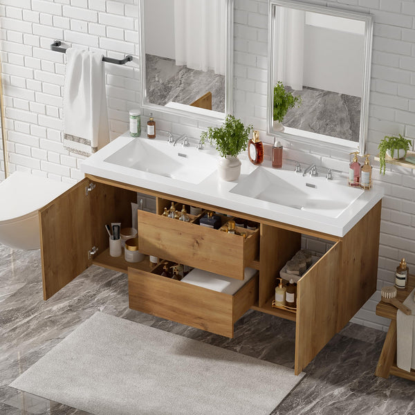 60" Floating Double Sink Bathroom Vanity