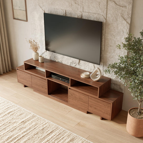 Extendable TV Stand 63"-94.5" with Storage Cabinets & Cable Management