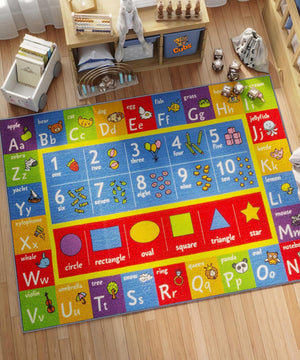 Kids Educational ABC Alphabet Numbers & Shapes Area Rug
