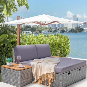 4-Piece Outdoor Wicker Daybed Set with Storage