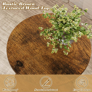 Round 3-Tier Industrial End Table with Metal Frame