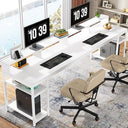 2-Person Desk with Monitor Stand & Storage Shelves, 78.74"