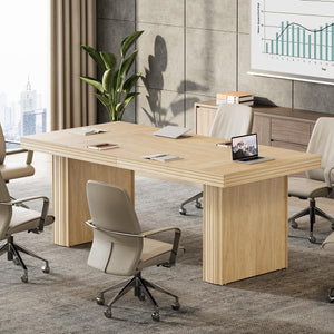 63-Inch Executive Office Desk with Wood Grain Finish and Heavy-Duty Legs