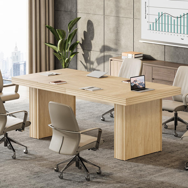 63-Inch Executive Office Desk with Wood Grain Finish and Heavy-Duty Legs
