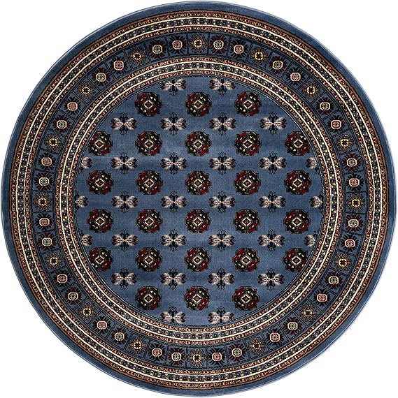 6 Ft Round Bokhara Area Rug – Polypropylene Medium Pile