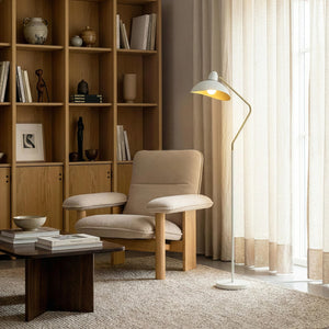 Swoop LED Floor Lamp with Adjustable Head - Cream