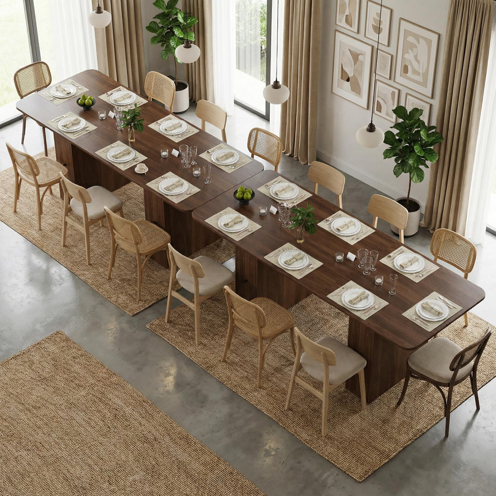 Extendable Dining Table 63–79 Inch with Drawers and Removable Leaf